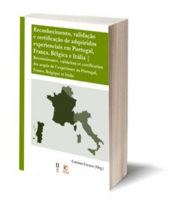 Capa do E-Book "Reconhecimento, validação e certificação de adquiridos experienciais em Portugal, França, Bélgica e Itália"